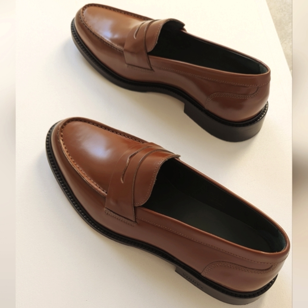 Vinny's Men's Townee Penny Loafer in Cognac Polido Leather - Picture 2 of 5